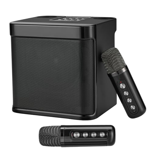 Bocinas, Musical Instruments CGYI 2 Micrófonos Inalámbricos Máquina Karaoke, bocina karaoke Bluetooth portátil, con Sistema PA Sonido HD Compatible Eco y Corte Vocal, USB SD/TF AUX,...
