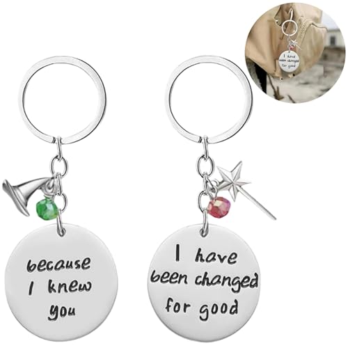 Because I Knew You I Have Been Changed for Good Gifts - Collar musical Wicked the Musical, llavero de amigo, regalos malvados, joyería de amistad, regalos para mejores amigas, regalos malvados para