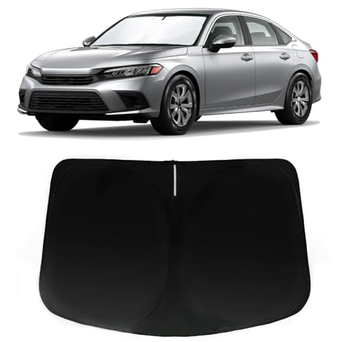 Image of Windshield Sun Shade for Honda Civic 2022-2024 2025, Car Front Window Sunshade with 240T Sun Visor Protector Blocks UV Rays Heat Sun Shield Accessories