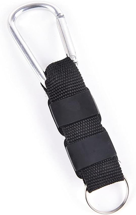 Multifunction 3 in 1 Camping Climbing Hiking Mini Carabiner Keychain Compass Thermometer Hanger Key Black