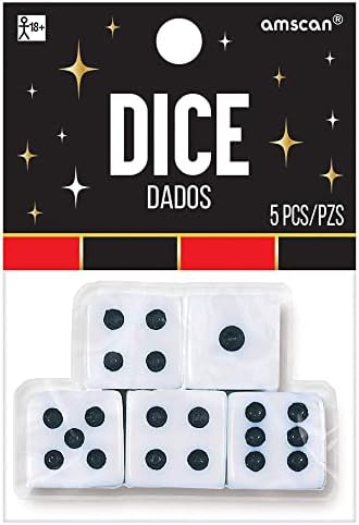 White Cube Playing Dice (4.12" x 2.87") - Pack of 5 - Classic Gaming & Entertainment Accessory - Ideal For Board Games & Casino Nights image 2