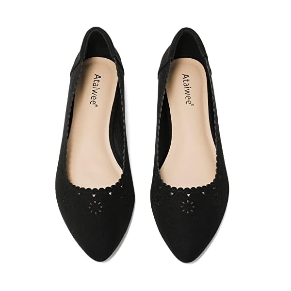 Ataiwee Women's Wide Flat Shoes - Pointed Ladies T-Strap Adjustable Summer Shoes.