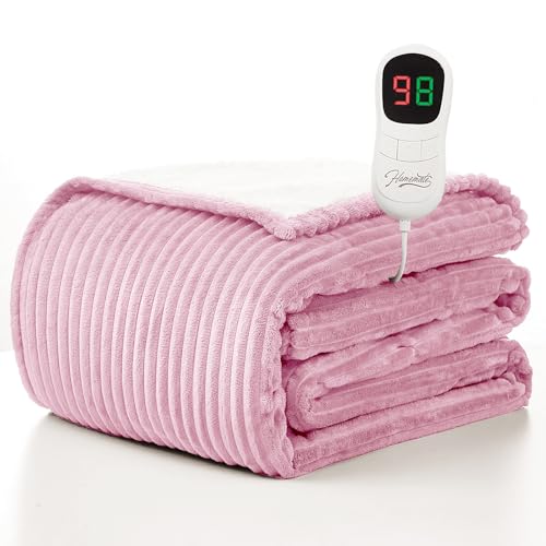 Image of Homemate Electric Heated Blanket Full Size - 72 inchx84 inch Heating Blanket Full Size 1 /2 /4 /6 /8 Hours Auto-Off 10 Heat Level Over-Heat Protection Soft Flannel Sherpa ETL Certification