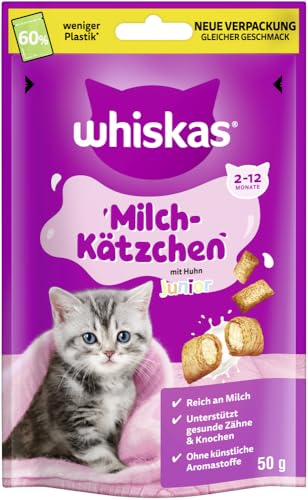 WHISKAS Milch-Kätzchen Katzensnacks 2-12 Monate 6 x 50g – Spezielle Snacks für Kätzchen mit Milchgeschmack