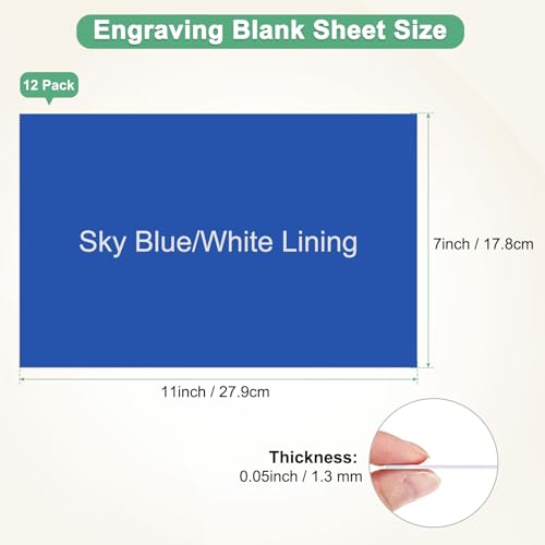 Image of M METERXITY 12-Pack Double Color Laser Engraving Blanks 7x11 Inch,1.3mm Thick ABS Plastic Sheet Engraved Material for Name Plate /Yard Signs /Laser Cutting /DIY Carving /Craft[Sky Blue /White]