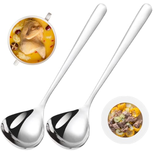 La Mejor Recopilación de Cucharones para servir Top 10. 46 Hotainoys Cucharón de Sopa de Acero Inoxidable, 2 cucharones Redondos para 7, 6 Pulgadas, cucharas para Servir con Mango Largo, Cuchara fácil Limpiar para Cocina