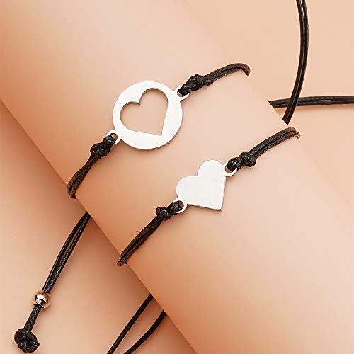Image of COLORFUL BLING Mother Daughter Mommy and Me Heart Wish Bracelets Distance Matching Hollow Heart Horse Promise Promise Bracelet Friendship Jewelry Gifts