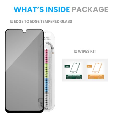 Image of ArmourPro Privacy Tempered Glass for Samsung Galaxy M36, Anti Spy Anti Peeping Screen Protector, Edge-to-Edge Full Coverage, 9H Hardness with Cable Protector | Black