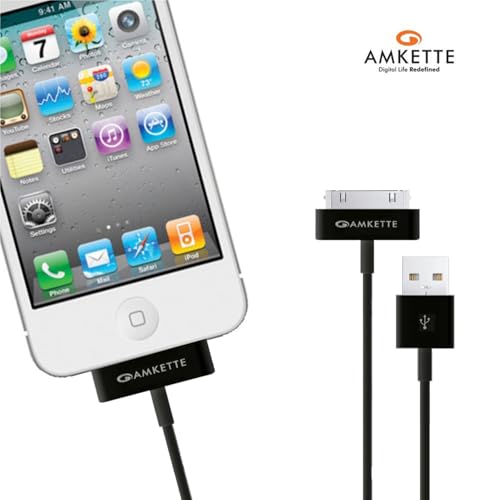 Amkette 30 Pin to USB Charging & Data Sync Cable for iPhone 3G/3GS/4/4s/iPad 1/2/3, iPod Nano 5th/6th Gen and iPod Touch 3rd/4th Gen -1.5m (Black) - Image 2