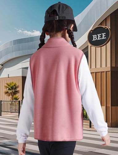 Image of Happy Cherry 2025 Kids Winter Fleece Vest Boys Girls Fleece Stand Collar Fuzzy Fall Winter Warm Outerwear with Pockets