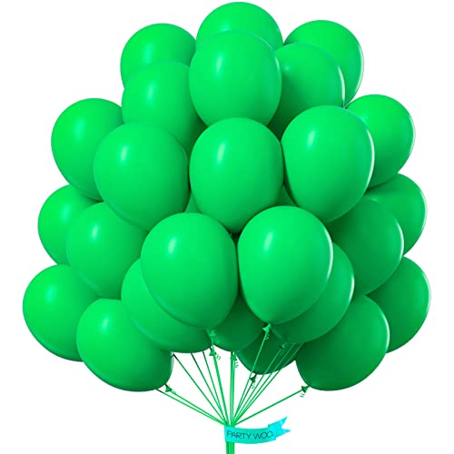 Image of PartyWoo Clover Green Balloons, 100 pcs 10 Inch Malachite Balloons for Garland Arch, Party, Birthday, Baby Shower Decorations, Green-Y24