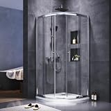 SONNI Viertelkreis Duschkabine Runddusche 80x80 eckeinstieg Duschabtrennung Schiebetür Viertelkreisdusche
