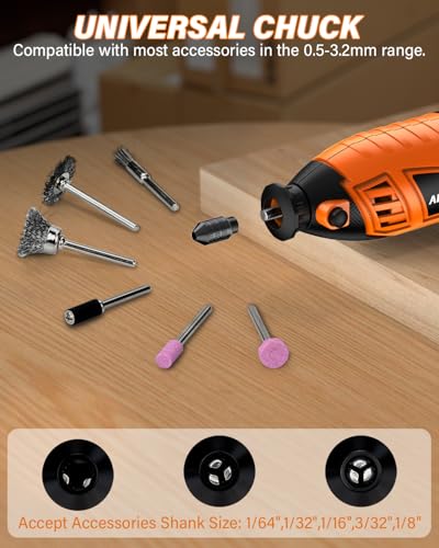 Akdomart Multifunktionswerkzeug, 200W Rotationswerkzeug, Rotary Tool Set con 135 Zubehör, 6 Einstellbare Geschwindigkeiten, 8000-35000RPM, für Gravur, Bohren, Schneiden, Schleifen, Gravieren