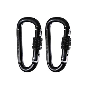 Locking Carabiner Clip, 2-Pack 18KN Carabiner Clip Heavy Duty Made of Steel Alloy – Caribeener Clips for Hammocks, Camping, Hiking, Traveling, Keychains – Caribeaner Clip Black – 4000 lb. Capacity