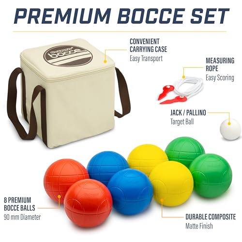 Image of GoSports 90 mm Bocce Ball Sets - Outdoor Lawn Game - Composite or Resin