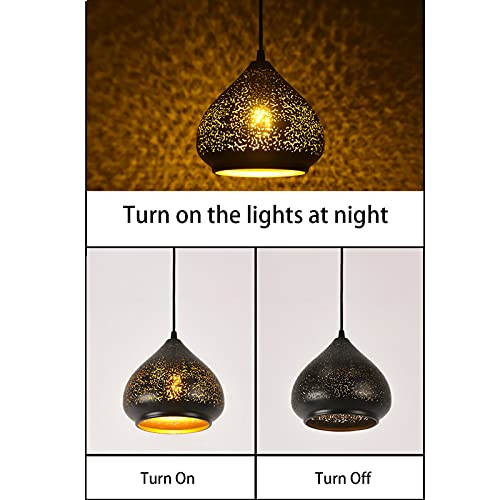 Dcoc Industrial Style Black Pendant Lamp,Hollow Craft Hanging Lamp,Remote Control Light,Usb Charging Battery Operated Lamp,Dimmable Light,For Kitchen,Bedroom,Dining Room,Restaurant #TOP3