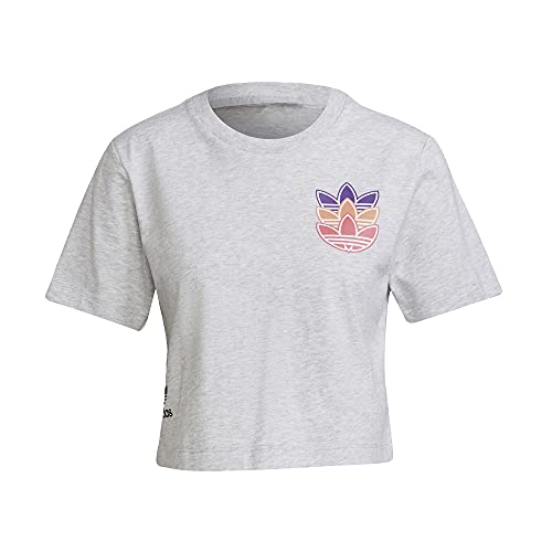 adidas Originals Camiseta para mujer, Gris claro, XS