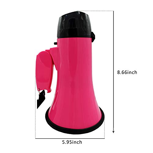 Bemldy Portable Megaphone Bullhorn 20 Watt Power With Built-In Siren/Alarm-Adjustable Volume -Strap Powerful And Lightweight (Classic, Pink) #TOP3