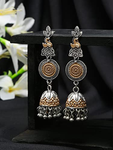 Oxidised Silver Jhumka Earrings for Women (Style 2)