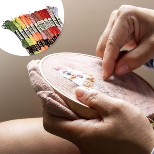 Image of 12 Skeins 105 Yards Multi Color Cross Stitch Thread for Bracelets