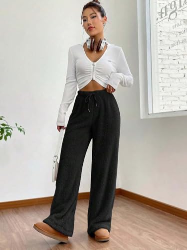 Image of KOTTY Women's Baggy Formal Black Pants | Elegant Straight Fit Trousers for Office & Casual Wear | Trendy High Waist Bottoms