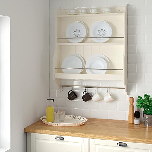 Étagère à assiettes robuste style campagnard chic blanc cassé - 3