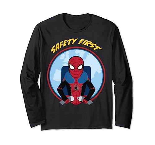 Spider-Man Far From Home T-shirt manches longues coton imprimé col rond haut graphique