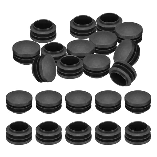 Image of PATIKIL 1-3 /8 inch Plastic Tubing End Caps, 24Pcs Round Hole Plug Insert for Round Iron Pipe Chair Leg Table Bookshelves Patio Furniture, Black
