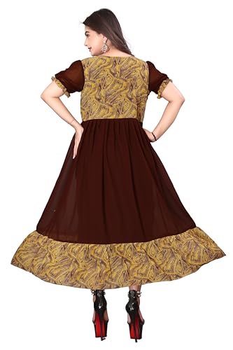 Image of eightone Floral Printed Cotton Frock for Women | Fit and Flare Midi One Piece Dress | Casual Western Dress for Women