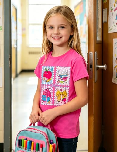Image of Girls' School Days Short Sleeve Shirts Graphic T-Shirts Size 5-8