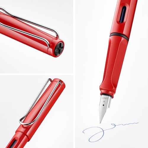 Image of Lamy Safari Fountain Pen, Elegant Design, Cool Pens, Best Pens for Smooth Writing, Journaling and Calligraphy - Red