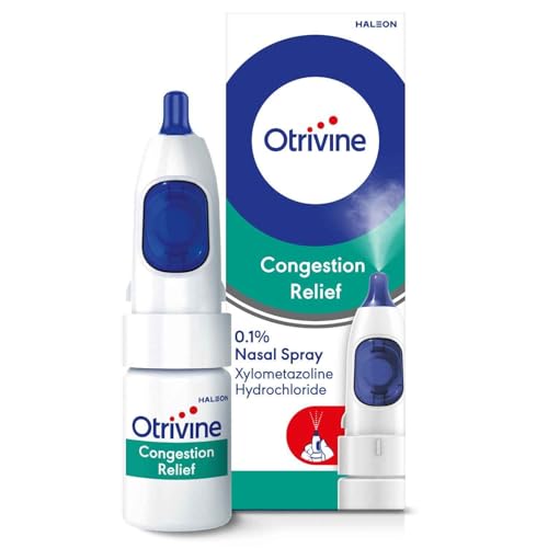 Otrivine Congestion Relief Nasal Spray 0.1% Fine Mist Decongestant for Blocked Nose Relief 10 ml