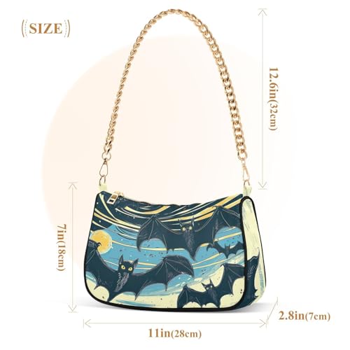 Sunrise and Bats Shoulder Bag for Women, Handbag with Chain Strap, Soft Purse Tote Bag for Ladies2