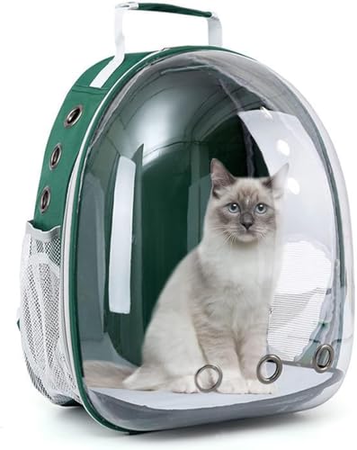 Image of The Pets Company Transparent Capsule Breathable Airline-Approved, Ventilate Carrier Backpack for Travel, Hiking and Outdoor for Cats & Kittens - Green