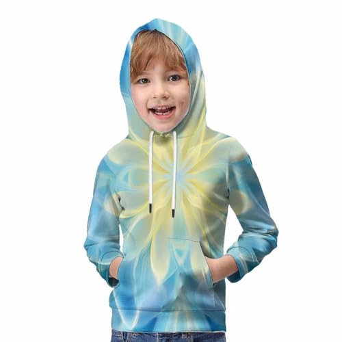 Sweat-shirt ado imprimé 3D pull fille garçon fleur à capuche 9-11Y - 5