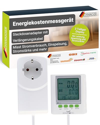 SCHWAIGER Energiekostenmessgerät & Einspeisemessgerät I mit separatem Display I Stromzähler...