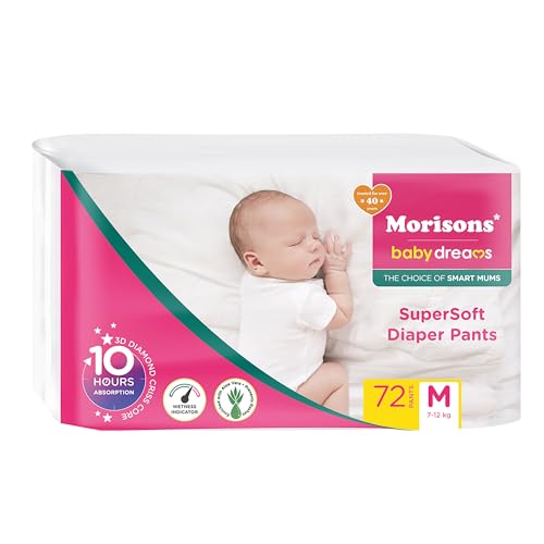 Image of Morisons* babydreams THE CHOICE OF SMART MUMS Baby Super Soft Diaper Pants Medium - M (72 Pieces), 1 count (Pack of 6)