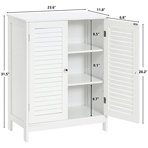 Weenfon Bathroom Cabinet, Floor Storage Cabinet With 2 Louvered Doors & Adjustable Shelf, Freestanding Cabinet, Small Cabinet For Living Room, Bathroom, Hallway, White #TOP2