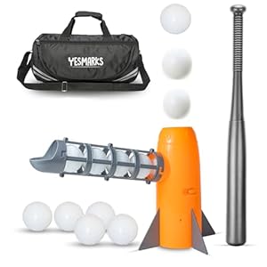 Kids Auto Baseball Pitching Machine Outdoor Toy Set – Training Equipment & Batting Practice Toys for Youth, Includes 10 Baseballs, Baseball Bat and Sports Bag
