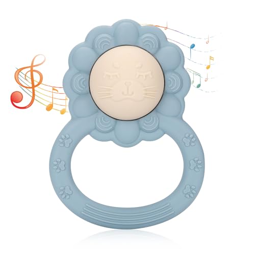 Image of Socub Silicone Baby Teether Toy for Babies 3-6, 12, 18 Months Infants, Silicone Teething Toy with Rattle | Shake Rattle Toy for Newborn, BPA Free(Ether)