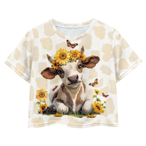 Image of 4th of July Shirt for Girls 7-8 Years US Flag Crop Tops Kids Outfit Independent Day Graphic Tee-