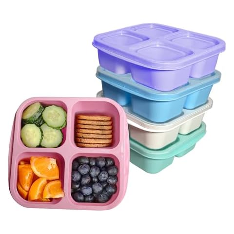 MEEYUU 5 PCS 4-Compartment Bento Snack Containers Cover