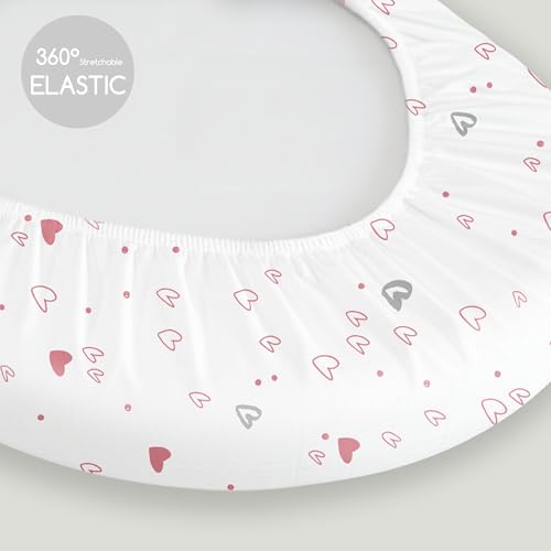 Image of Bassinet Sheets for Baby Girl 32 * 16, 3 Pack Soft Breathable Baby Bassinet Mattress Sheets Fit for Hourglass Oval Cradle, Moses Basket Rectangle Mattress (Rainbow, Pink)
