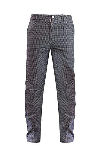 Clinotest Pantalon de cuisinier/boulanger, pantalon de travail, vêtement de cuisine, élastique avec bouton et fermeture éclair, couleur Pepita - Noir - M Cover
