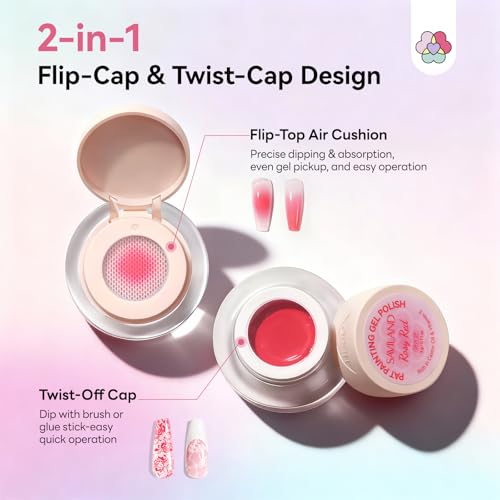 Image of SAVILAND Cushion Patting Gel Polish Kit: 6 Colors Pat Gel UV LED Painting Gels with 100PCS Sponges for Nail Art Pigmented No Wipe Ombre Gels Polish Blooming Blush Aura Nails for DIY Home Salon