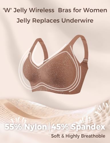 VRCOMFY 2026 Jelly Bras for Women Push Up Wireless Bralette Soft Full Coverage Comfortable Everyday Tshirt Bra White Polka Dot — view 4