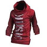 Partiss Men's Slim Fit Long Sleeve Hoodie,Large,Red