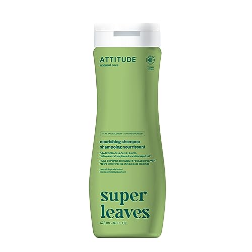 ATTITUDE Nourishing Hair Shampoo, Made in Canada, EWG Verified, For Dry and Damaged Hair, Naturally Derived Ingredients, Vegan and Plant Based, Grapeseed Oil and Olive Leaves, 473 mL by BIO SPECTRA ATTITUDE - Used condition - CA$8.75