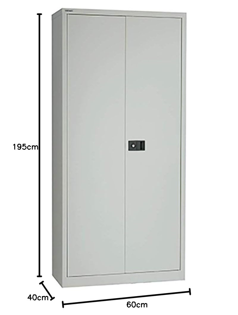 BISLEY Flügeltürenschrank Universal, 4 Fachböden, 5 OH, B 600 mm, Metall, 645 Lichtgrau, 40 x 60 x 195 cm
