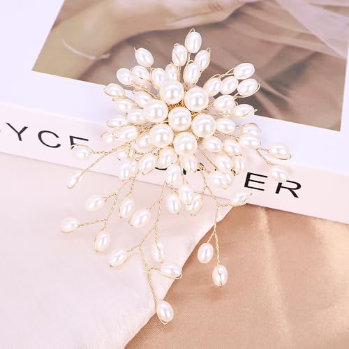 Image of Elegant Pearl Brooch Pins for Women, Brooch Lapel Pin Scarf Shawl Costume Pin Hat Bag Suit Dress Accessories CZ Pearl Brooches and Pins